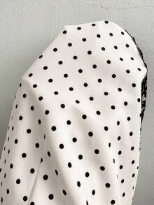 Easowa Asymmetrical Hem Lace Patchwork White And Black Polka Dot Print Skirt, Casual French Romantic Elegant Party Date Going Out Autumn Women's Skirt - Multicolor - View 7