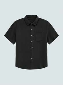 Modcrash Plus Size Men's Solid Color Short Sleeve Single-Breasted Casual Pocket Shirt - View 1