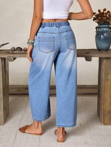 EMERY ROSE Women's Casual Versatile Everyday Denim Jeans With Pockets And Buttons - Blue - View 2