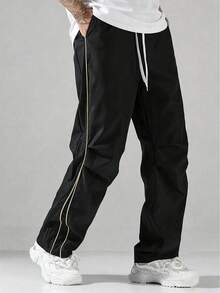 Manfinity Hypemode Men's Street Collegiate Style Pants, Fall - Black - View 3