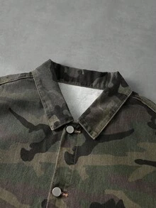 ROMWE MEN 時尚百搭迷彩休閒舒適男士上衣 - 軍綠色 - 查看 4