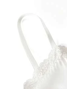 Ocili 100% Pure Cotton Lace Elastic Comfortable Soft Frill Trim Front Button Women's Lingerie Jumpsuit - White - View 9