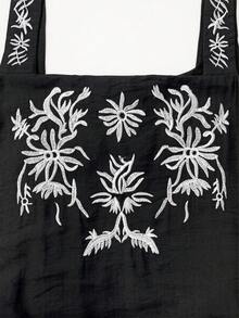 SHEIN LUNE Women's Woven Embroidered Summer Casual Long Dress - Black - View 5
