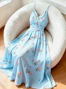 SHEIN PariChic 女款花卉印花百褶休閒派對細肩帶洋裝 - 彩色 - 查看 7