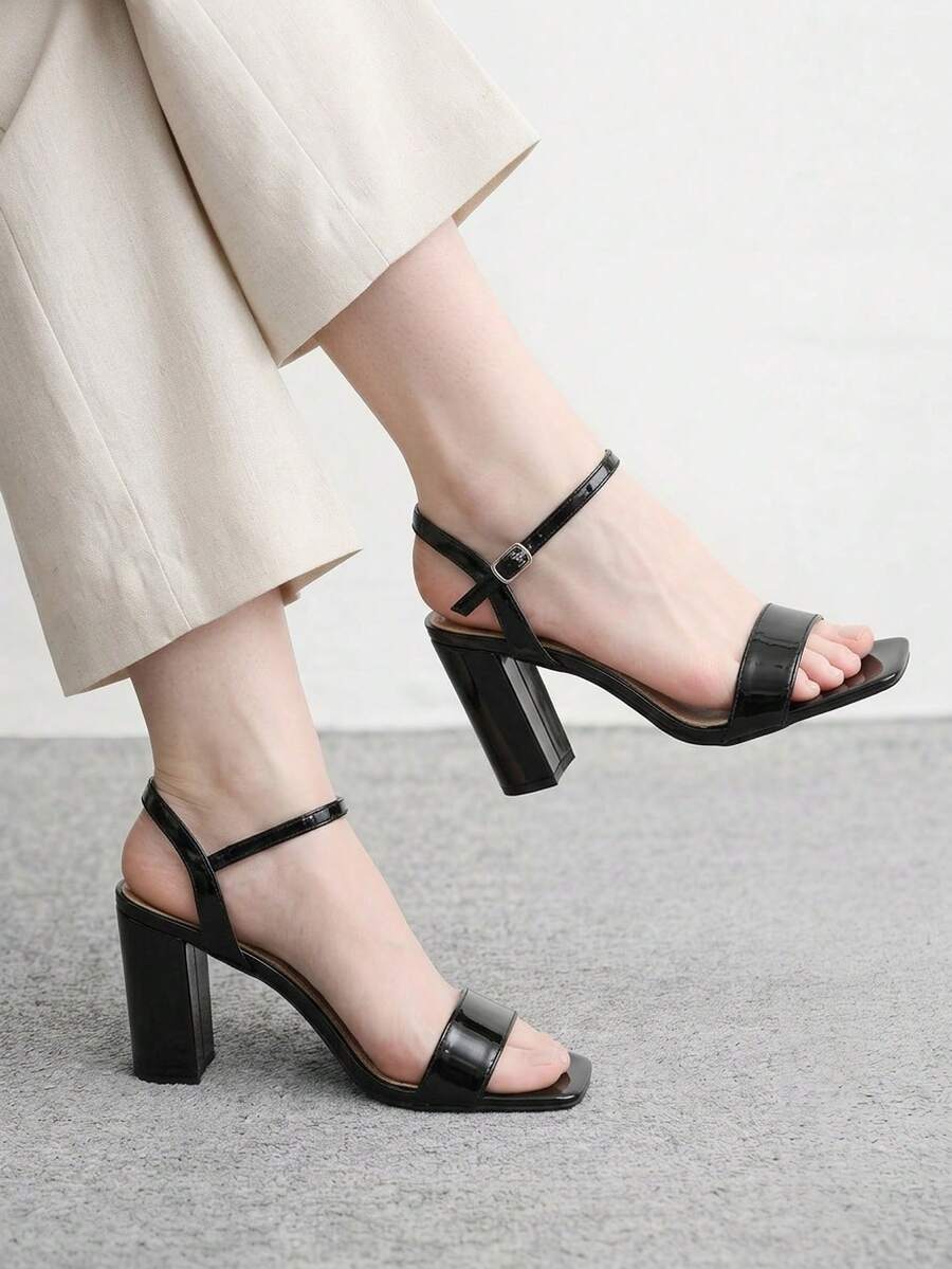 CUCCOO BIZCHIC Women's Spring And Summer New Classic Workplace Simple Versatile Romantic Sexy With Ankle Belt High Heel Sandals - Black - View 1