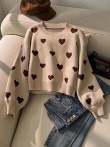 SHEIN Genkimix Kids Fashionable Casual Sweet Cherry Pullover Sweater For Girls Autumn Fall - Multicolor - View 1