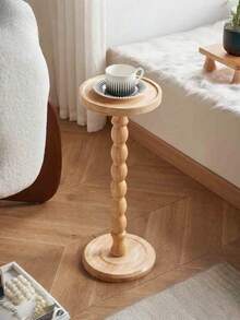 One Modern‑Style Round Wooden Side Table, Tea Table, Small Wooden End Table, Multi‑Functional Base. Suitable For Living Rooms, Beside Sofas, Bedrooms, Plant Stands And Home‑Decor Furniture; Applicable For Living Rooms, Bedrooms And Bedside Areas - Multicolor - View 7