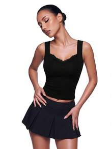 SHEIN ICON 纯色女士休闲无袖上衣，适合夏季穿着 - 黑色 - 查看 12