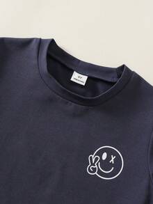 兒童小男孩/小女孩，小男孩 2 件組春夏休閒度假風短袖 POLO 衫與短褲套裝，小男孩夏季服飾，套裝，Squishy - 藏蓝色 - 查看 5