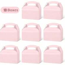 10PCS Portable Gift Boxes, Wedding Cake Boxes, Birthday Baby Shower Party Favor Boxes, Creative Candy Chocolate Paper Boxes - pink - View 1