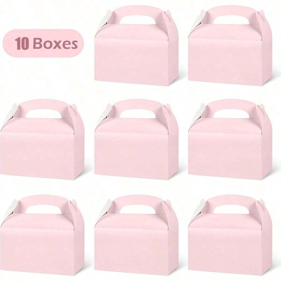 10PCS Portable Gift Boxes, Wedding Cake Boxes, Birthday Baby Shower Party Favor Boxes, Creative Candy Chocolate Paper Boxes - pink - View 1
