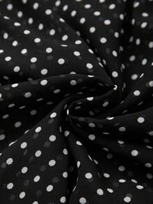 GlowEve CURVE Damen Quadratischer Ausschnitt Schwarz & Weiß kleine Polka Dot Chiffon Cover-Up, leichtes Puffärmel transparent Sonnenschutz lockeres Hemd, Rüschensaum Polka Dot Chiffon Top, lockeres schmeichelhaftes Quadratischer Ausschnitt Bindung vorne dünnes Langarm Sonnenschutz Cover-Up Hemd - Verschiedenfarbig - Übersicht 4