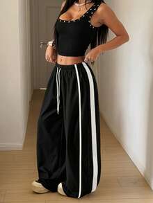 Maweii Plus Size Women's Drawstring Leg Casual Pants Fall - Black - View 3