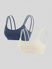 SHEIN Cheerettes 女款純色日常健身舒適運動內衣 - 彩色 - 查看 3