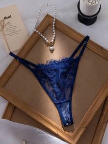 Divavoom Rose Red Mature Sexy Style Lace Patchwork Lingerie Set 2pcs - Royal Blue - View 4