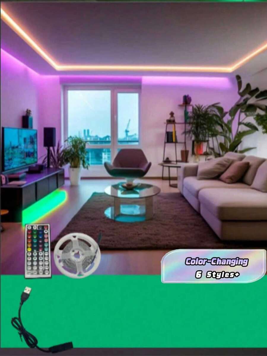 1 قطعة شريط إضاءة LED، الطول 1 متر/2 متر/3 متر/5 متر/10 متر/15 متر، مع وحدة تحكم عن بعد 44 زر، شريط إضاءة LED متغير الألوان RGB، حبل إضاءة LED للغرفة والصالة والديكور المنزلي والأعراس - 44Keys - مشاهدة 1