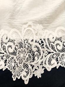 GlowEve French Style Bow Tie Lace Patchwork Fashion Blouse - Apricot - View 6