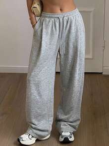 DAZY Women's Casual Loose Korean Style Sweatpants Petite - Grey - View 9