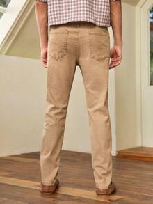 Whitmere Jeans da uomo color cachi tinta unita, con bottoni, tasche, cerniera, adatti per tutte le stagioni, pantaloni in denim, casual, comodi, versatili, per uso quotidiano, regalo per padre/marito - Cachi - Visualizzare 2