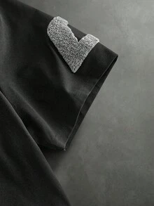 Manfinity RebelGame 男士字母毛巾刺繡圓領短袖休閒T恤 - 黑色 - 查看 3