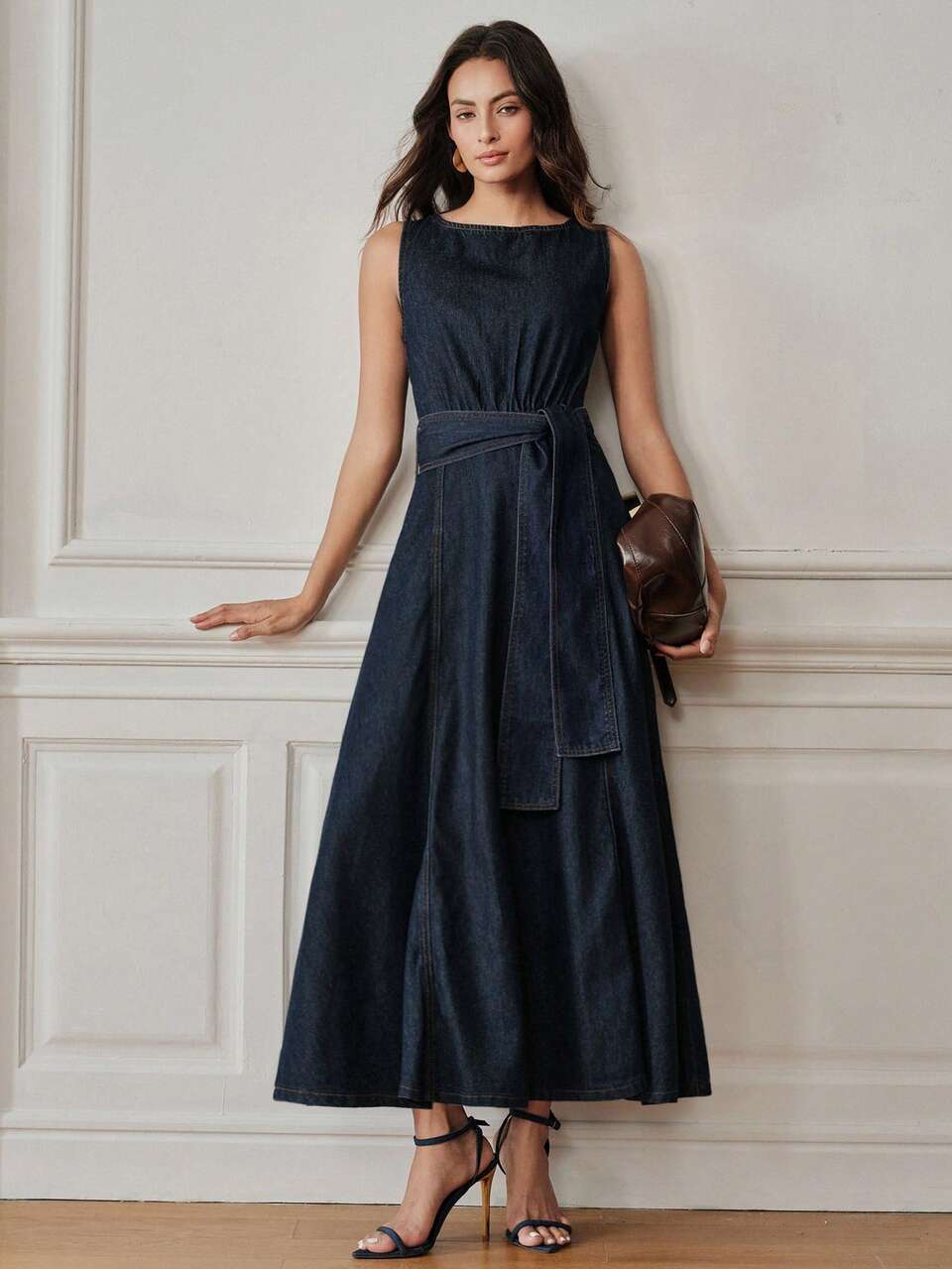 Anewsta Women's New Elegant Casual Vacation Summer Jeans Sleeveless Dress