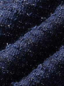 Dazy Plus Plus Size Knitted Jacquard Fabric Loose Long Sleeve Casual Street Style Blogger Spring Autumn Coat - Navy Blue - View 8