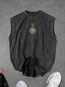 Sport MetroGents 男士數位星星印花運動背心 - 深灰色 - 查看 3