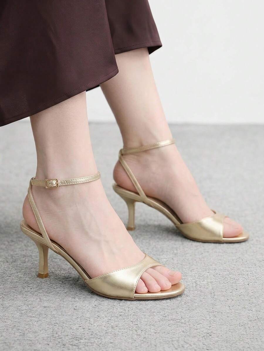 CUCCOO BIZCHIC 女鞋新款簡約時尚中高跟涼鞋 春季鞋 - 金羊紋 - 查看 1