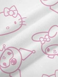 HELLO KITTY AND FRIENDS | SHEIN Plus Size Colorblock Patchwork Cartoon Print Crew Neck Sweatshirt Fall - White - View 5