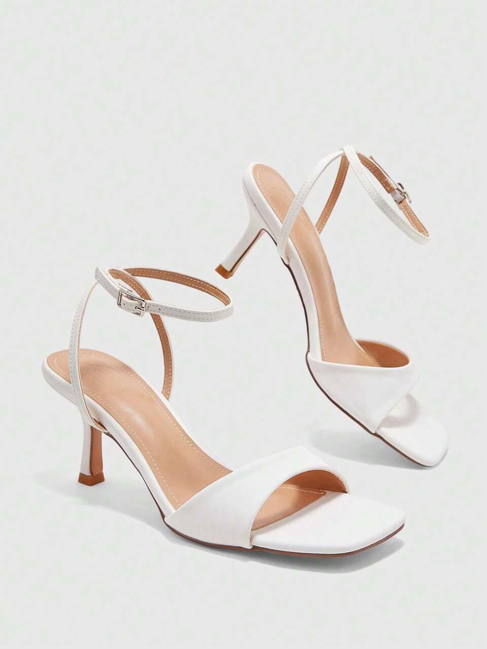 CUCCOO BIZCHIC Women's Square Toe Spring And Summer New Square Toe PU Surface. Ankle Buckle With Sandals. Romantic And Elegant Temperament Women's Shoes