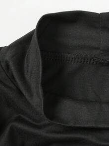 Manfinity Men's Solid Color Stand Collar Casual Versatile Daily Wear T-Shirt - Black - View 4