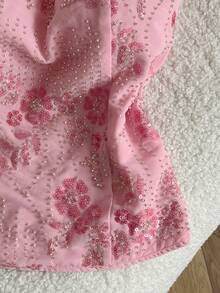 SHEIN 女士度假风印花修身露脐抹胸上衣 - 粉色 - 查看 7