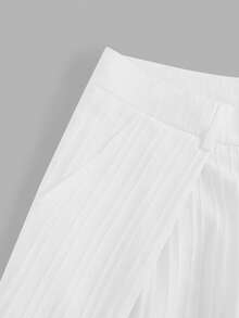 SWAVVY Pantalones casuales versátiles de unicolor con pierna curva para hombre - Blanco - Ver 8