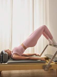 Eassivo Eassivo Women's Backless Halter Top & Leggings Sports Set - Dusty Pink - View 4
