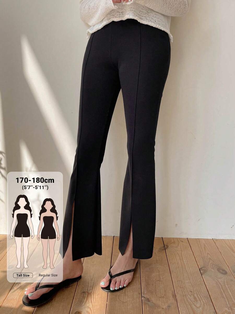 Dazy Tall Women's Slim Fit Base Layer Elegant Ankle-Length Pants With Side Slit Fall - Black - View 1