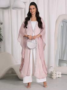 Al Najma Women's Vintage Modest Normal Loose Elegant Long Arabic Abaya Wedding Summer - Khaki - View 4