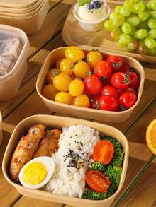 20pcs Disposable Snacks & Nuts Packaging Box, Kraft Paper Packing Box With PET Cover, Sturdy And, Restaurant Dedicated Packing Box, Student And Adult Lunch Box, Fruit Platter Packaging Box, Outdoor Picnic Packing Box - Multicolor - View 9