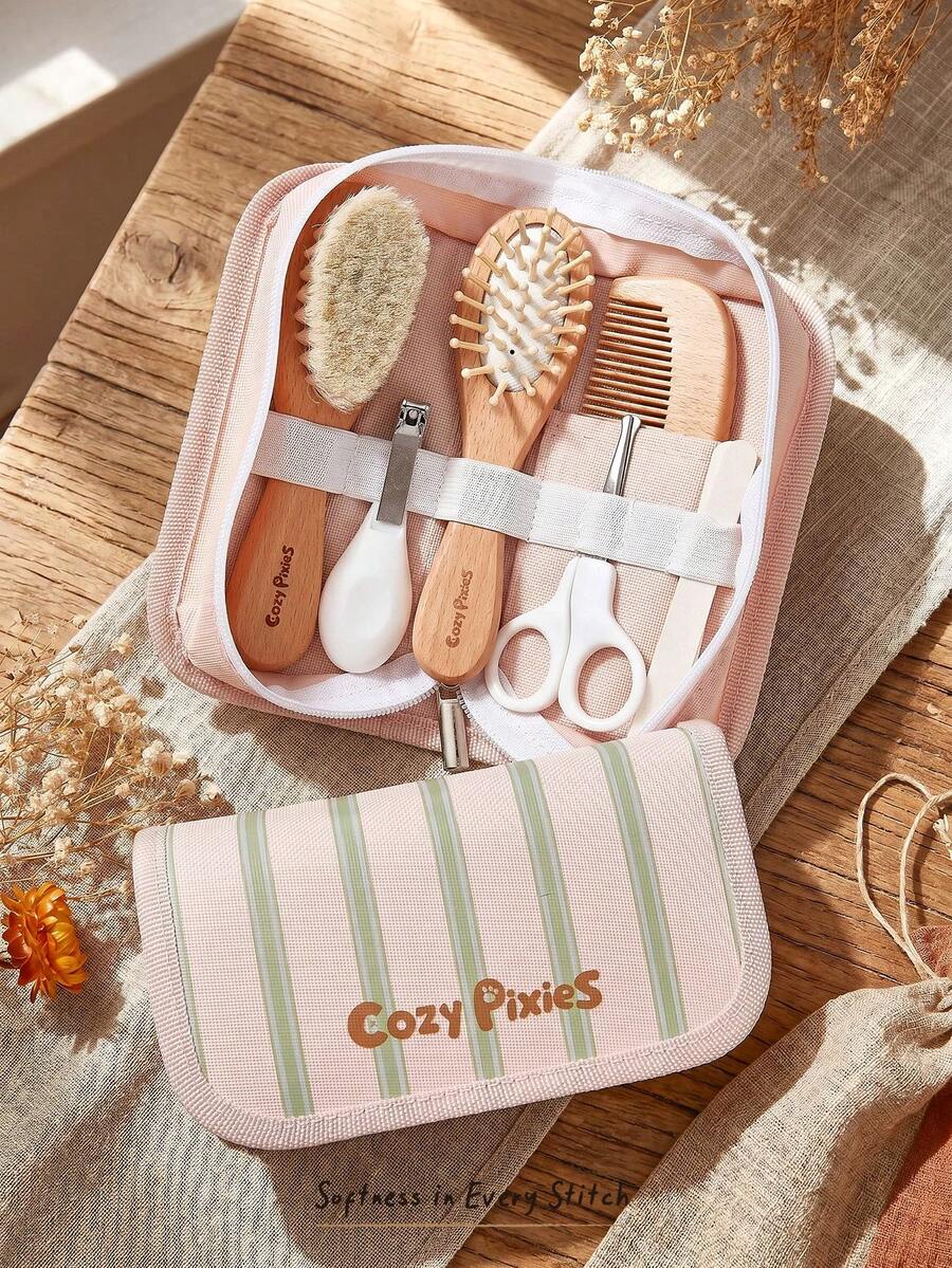 Cozy Pixies 8-Piece Set Of Baby Care, Cute Cartoon Pattern Set, Suitable For Babies, Both Boys And Girls, Newborn Gifts, Soft Abrasive Tools - Multicolor - View 1