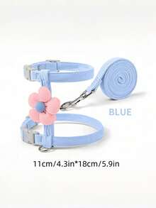 Set Harness & Tali Hewan Peliharaan Motif Garis & Bunga yang Lucu, Tersedia 5 Warna, Harness Hewan Peliharaan Portabel, Dekorasi Liburan, Tali Hewan Peliharaan untuk Pemotretan Foto untuk Kucing & Anjing Kecil - MultiWarna - View 14