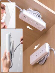 1 hilera Soporte para enchufes, estante de almacenamiento sin perforaciones, tablero de enchufes, artefacto fijo - Blanco - Ver 2