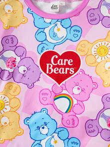SHEIN X Care Bears Tween Girl Short Sleeve Top And Shorts Loungewear - Multicolor - View 4