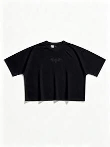 BATMAN X SHEIN STYNVO 男士蝙蝠圖案圓領短袖休閒T恤 - 黑色 - 查看 2