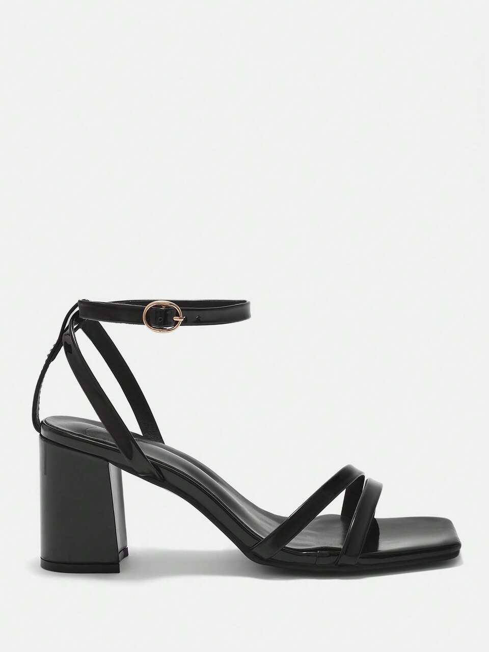 CUCCOO CURVES Plus Size Fashion Black Strap Classic Comfortable Ankle Strap High Heel Sandals For Christmas Wide Fit