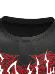 RISE LYT Camiseta deportiva de manga corta con estampado gótico y mangas raglán para hombre - Negro - Ver 6