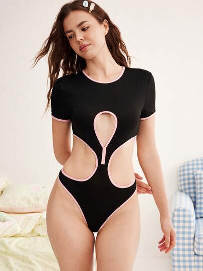 Eraneu Sexy Series Tight Cutout Waist-Barring Women's Lingerie Jumpsuit 1pc