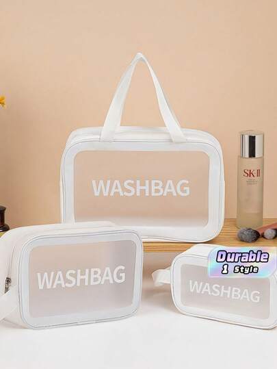 Bộ 3 túi đựng đồ trang điểm, túi đựng đồ vệ sinh cá nhân du lịch, túi mỹ phẩm PU chống nước cầm tay, túi đi bơi, túi trong suốt chống nước đựng mỹ phẩm và đồ vệ sinh cá nhân cho nữ