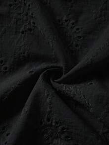 Rusticease 大尺碼女款刺繡設計圓領短袖休閒襯衫 - 黑色 - 查看 6