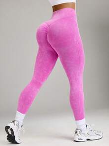 Velisys Velisys Seamless High Elasticity Yoga Workout Cross Waist Frosted Sports Leggings - Multicolor - View 8