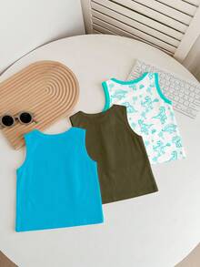 Camisetas sin mangas casuales, simples y cómodas para niños, set de 3 piezas, adecuadas para primavera/verano - Multicolor - Ver 2