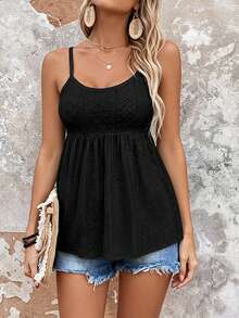 Breezaya Tank Top Cami Polos Ukuran Plus untuk Wanita, Kasual dan Serbaguna untuk Pakaian Liburan - Hitam - View 4